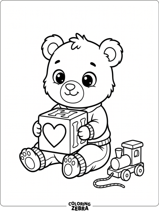 Toddler animal with a heart block and toy