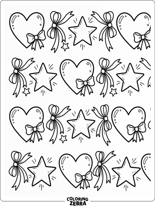 Clean Valentine shapes with hearts and ribbons