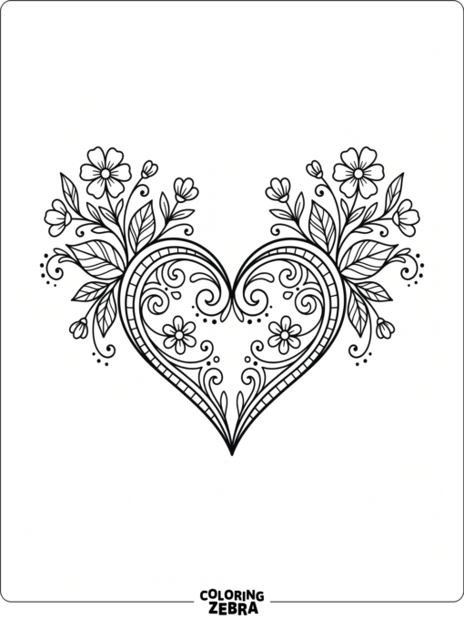 Symmetrical heart with matching flowers
