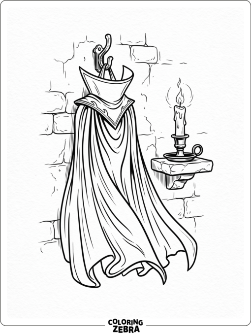 A vampire cape hanging beside a candle