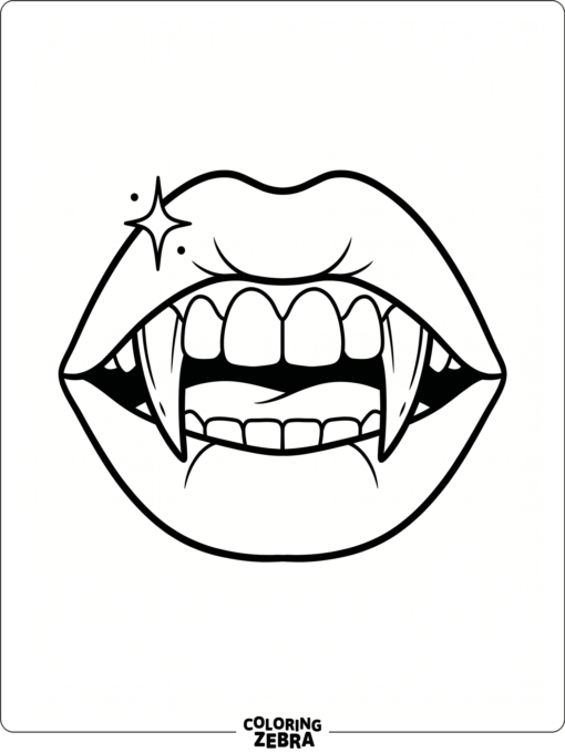 Vampire fangs with lips and a tiny sparkle
