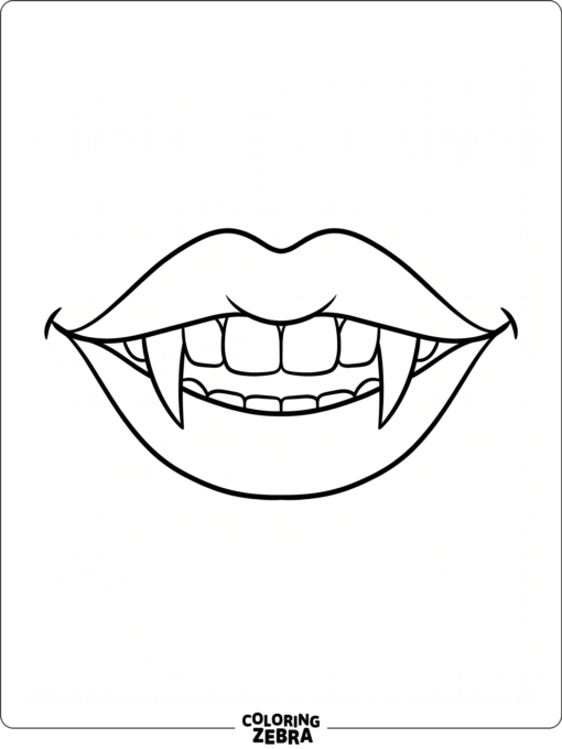 Vampire lips with sharp fangs and a small smile