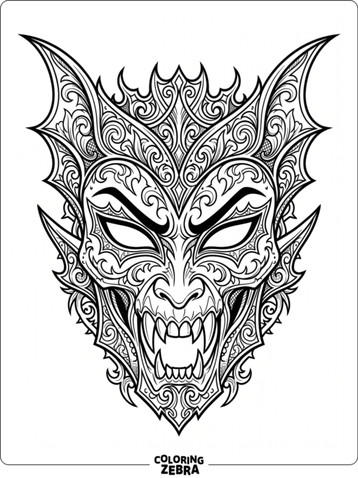 An ornate vampire mask with sharp edges