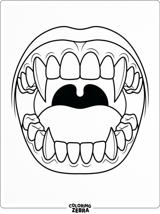 Sharp vampire teeth with long fangs