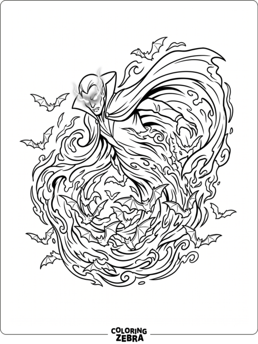 A vampire transforming in swirling mist