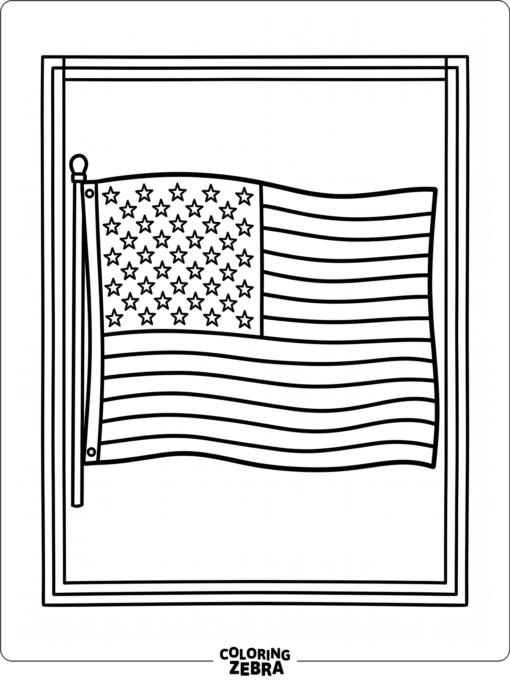 A large American flag with stars and a simple border