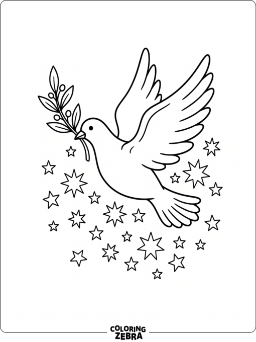 A peace dove carrying an olive branch