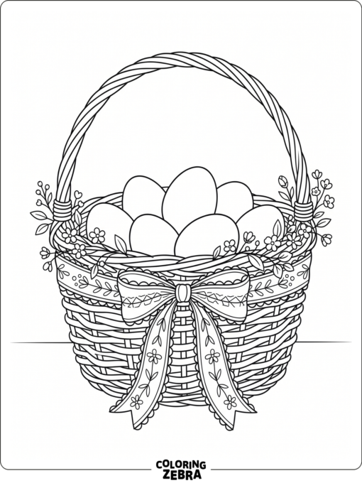 A vintage Easter basket with eggs and lace