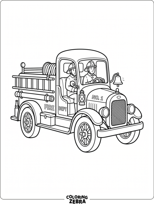 Old-fashioned fire truck with a brass bell