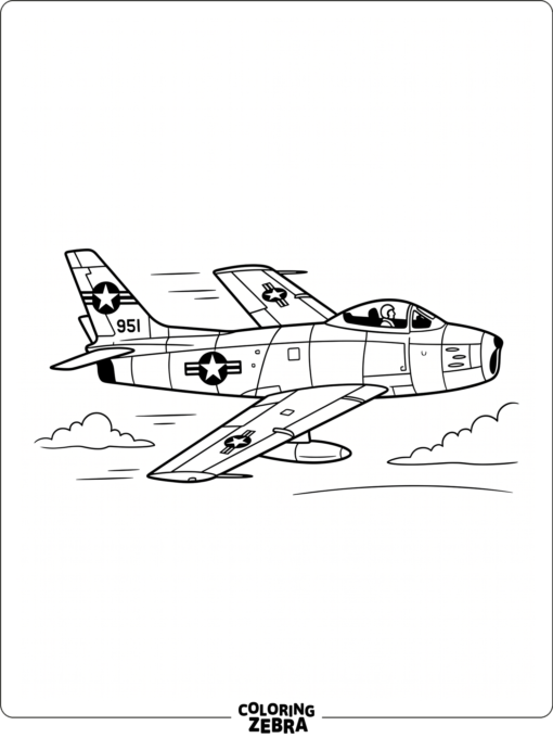 Vintage jet with swept wings in a clean outline
