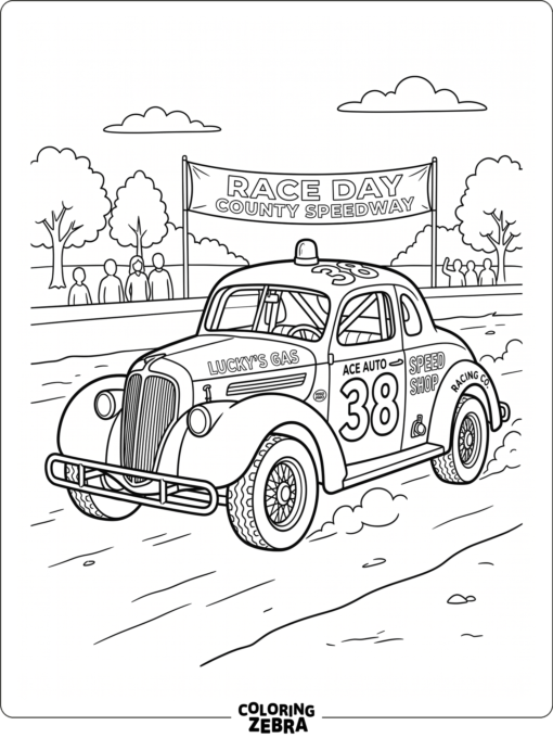 A vintage stock car with classic lines