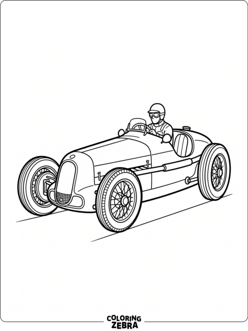 A classic vintage race car with spoked wheels