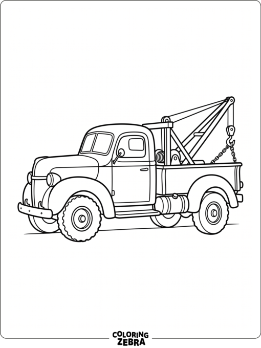A vintage tow truck with a rounded cab and big wheels