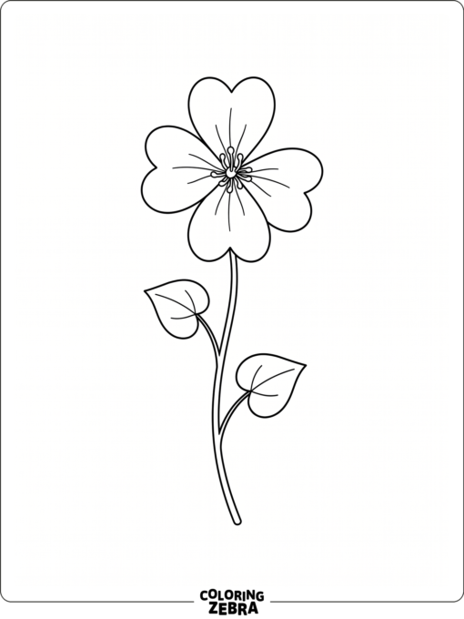 A violet flower with heart-shaped petals and a slender stem