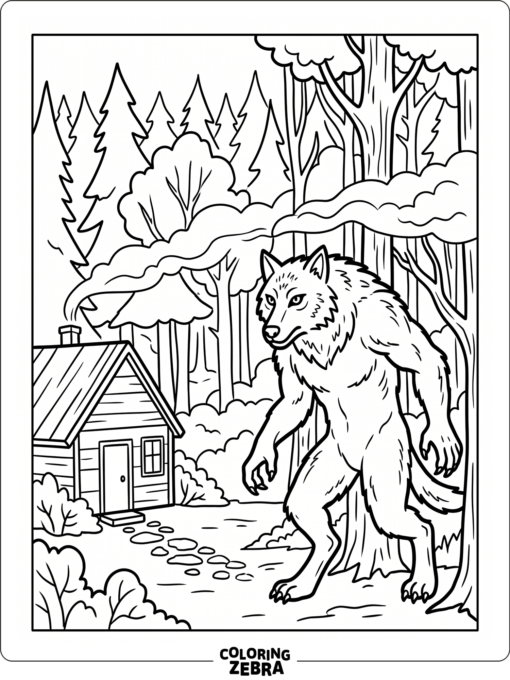 A volkodlak emerging from misty woods