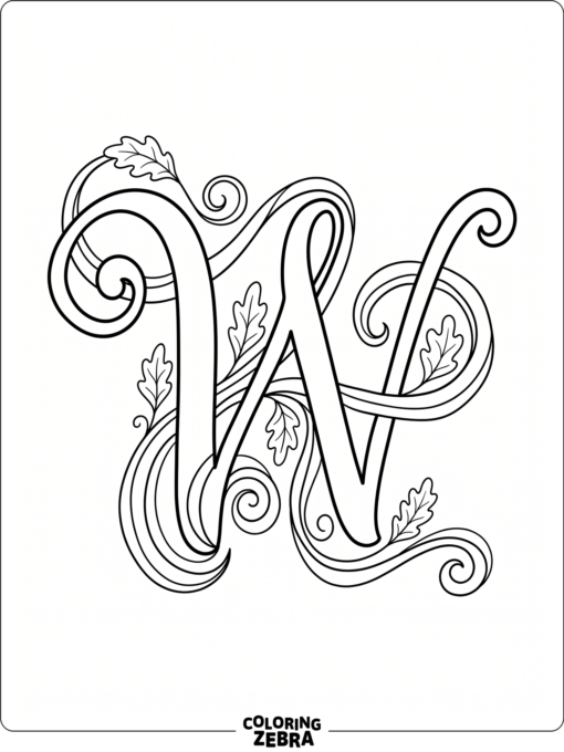 A W with wind swirls and leaves
