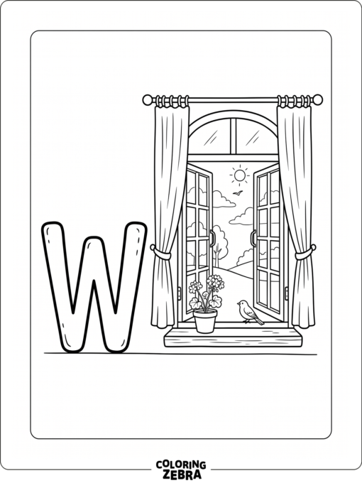 A W next to a simple window