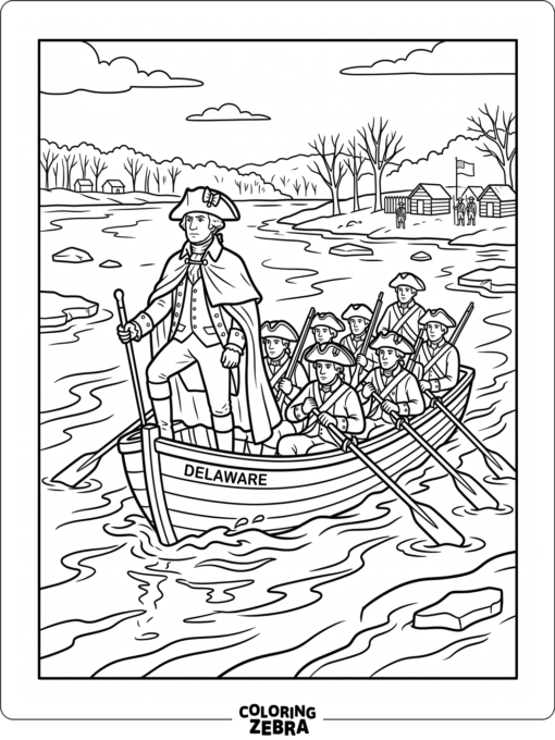 Washington rowing across the Delaware River