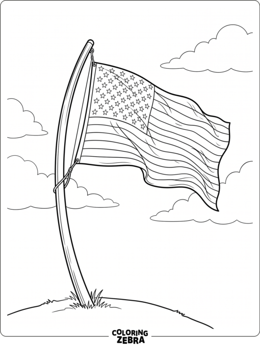 Waving Flag on a Curved Pole