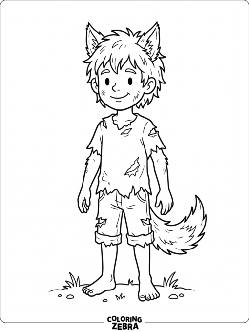 A boy with werewolf ears and a tail