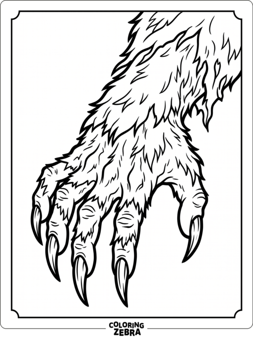 A close view of a werewolf hand with sharp claws