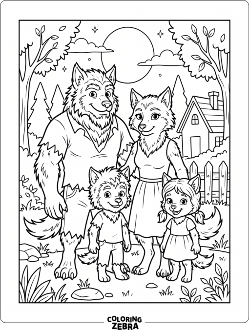 A werewolf family standing together