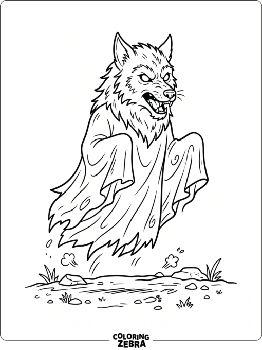 A ghostly werewolf floating above the ground