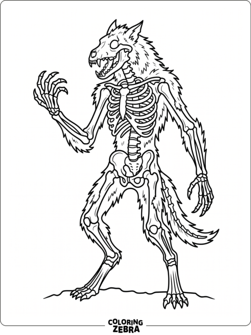 A skeletal werewolf with torn fur and bones