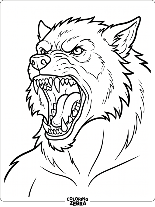 A werewolf mouth with sharp teeth and a strong jaw