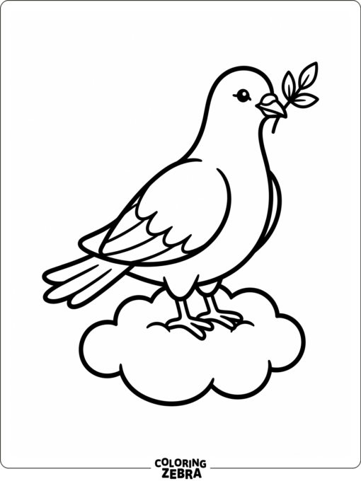 A white dove standing on a cloud