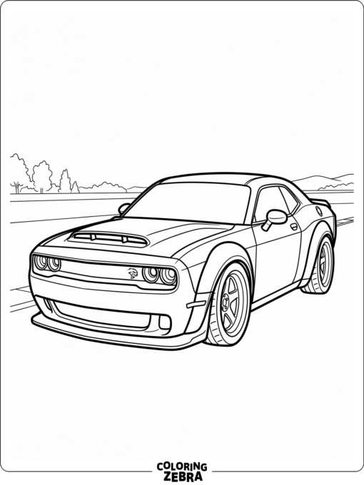 Widebody Challenger Hellcat with broad fenders and scoop
