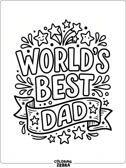 Worlds Best Dad ribbon with stars