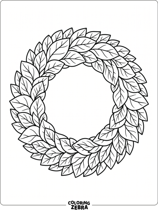 A leafy wreath with an open center