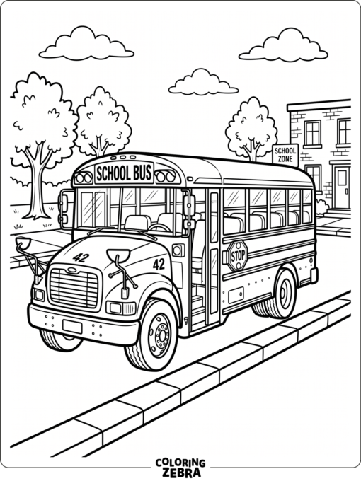 A bright yellow school bus parked by the curb