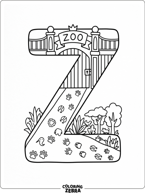 An uppercase Z with a zebra next to it