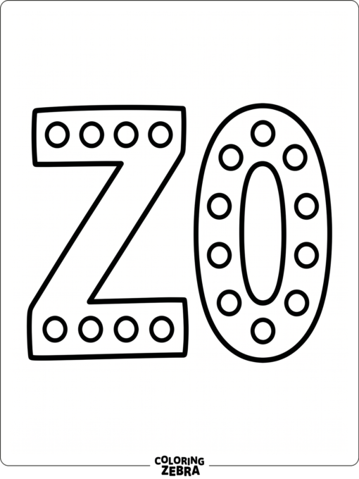 A large letter Z with a zero and small number dots