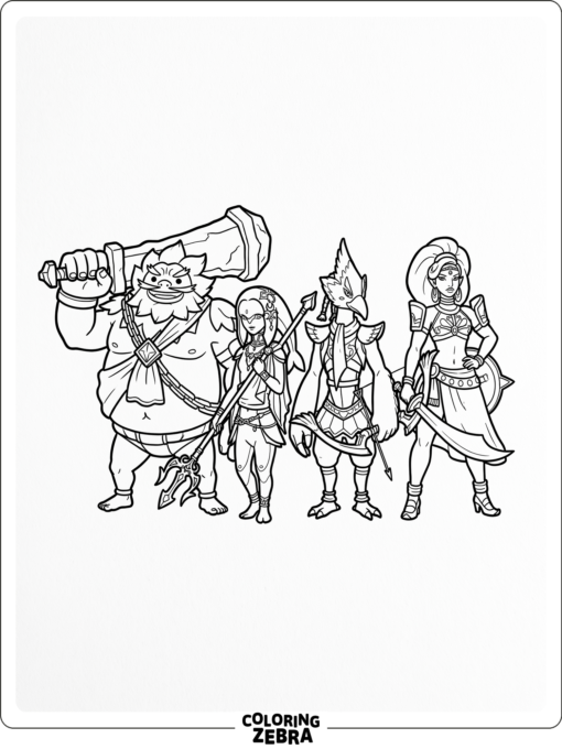 The Champions standing together with their signature weapons