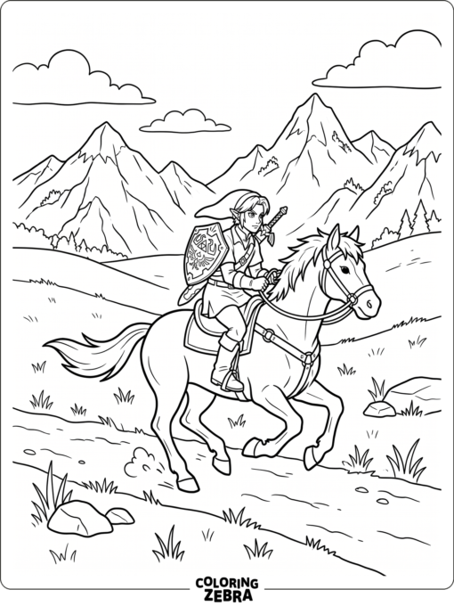 Link riding through an open field