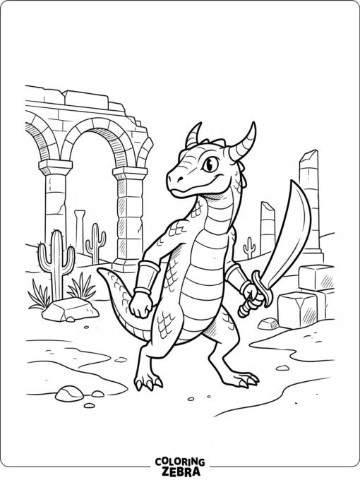 Lizalfos with a curved weapon in ruins