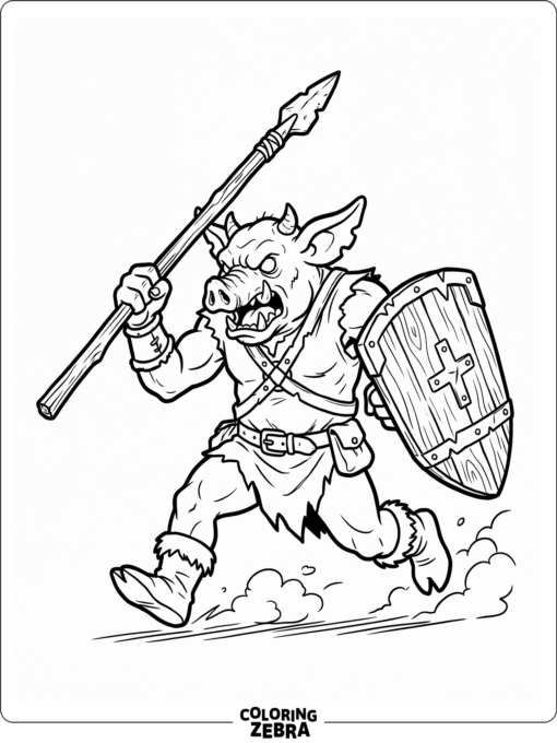 Moblin charging with spear and shield