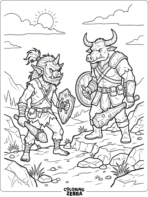 Bokoblin and Moblin on rocky ground