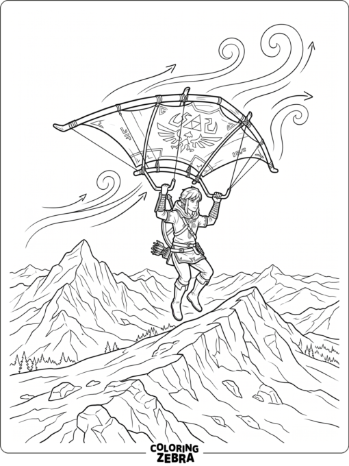 Paraglider open above a mountain ridge