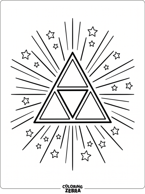 Triforce symbol with rays and stars
