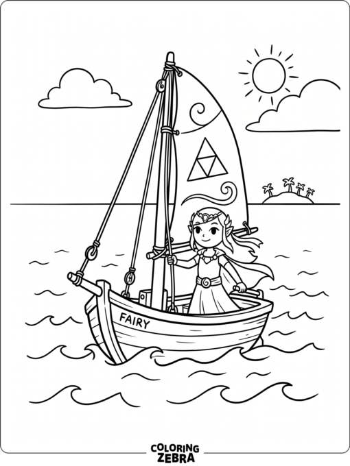 Wind Waker Zelda sailing on a small boat