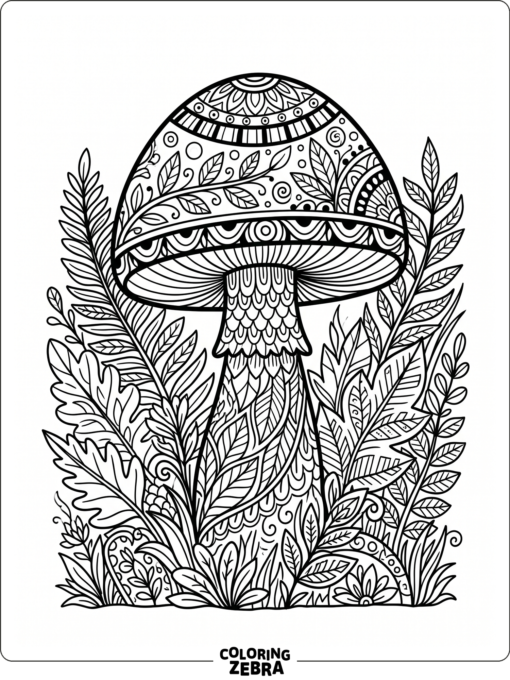 A mushroom covered in repeating line patterns
