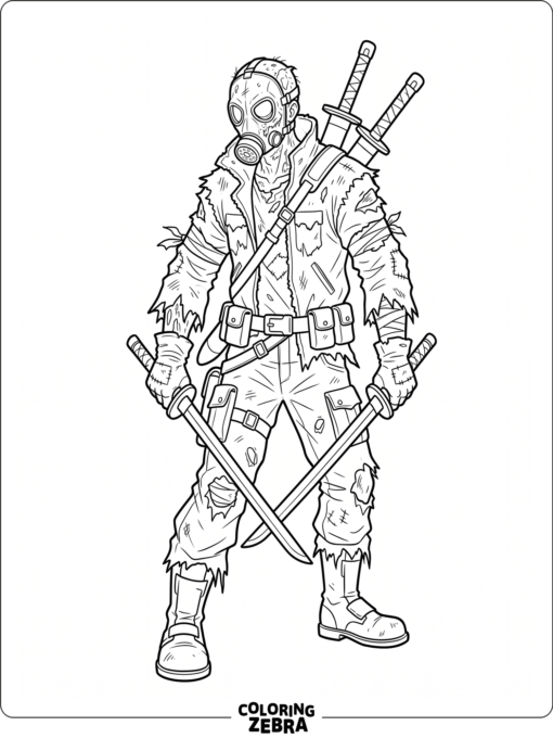 A zombie antihero holding twin swords