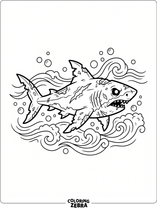 A zombie shark swimming through the water